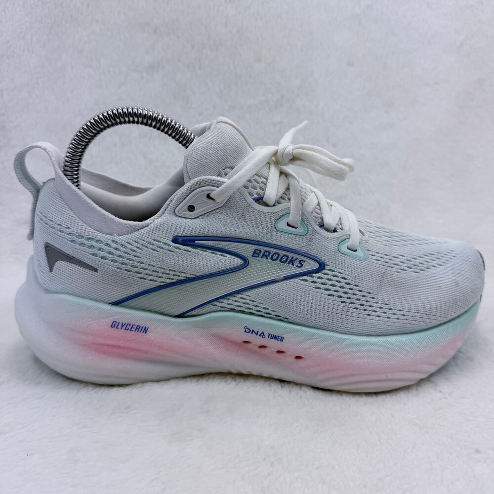 Brooks Glycerin 22 Womens Running Shoes White Limpet Shell Amparo Blue Size 7.5